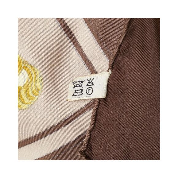 Pre Loved Hermes Silk Carre Scarf in Brown with Pompe Design by - Picture 4 of 4